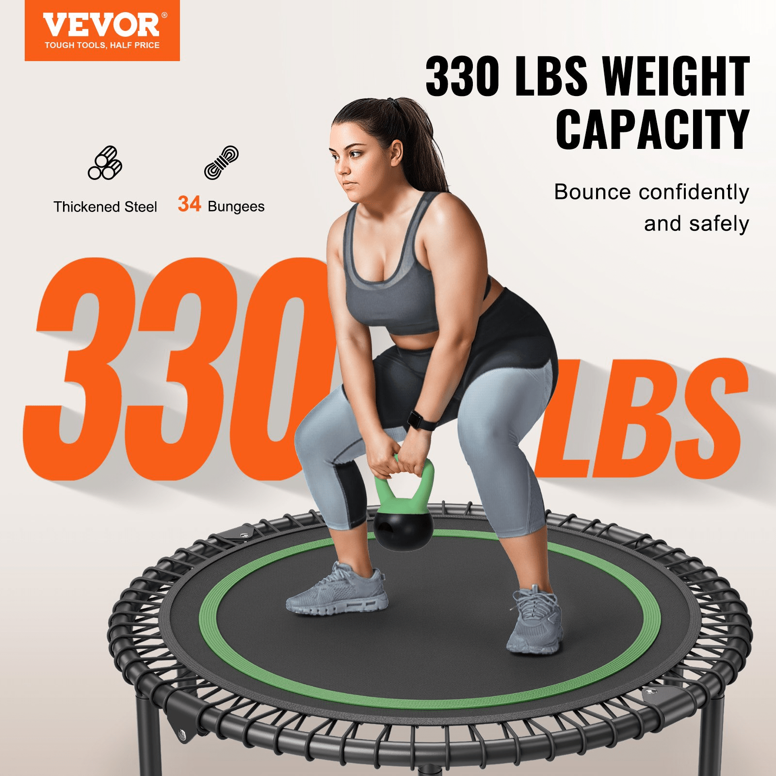 VEVOR 40" Foldable Mini Fitness Trampoline Adults Indoor Exercise Rebounder - GNS Beauty & Personal Care