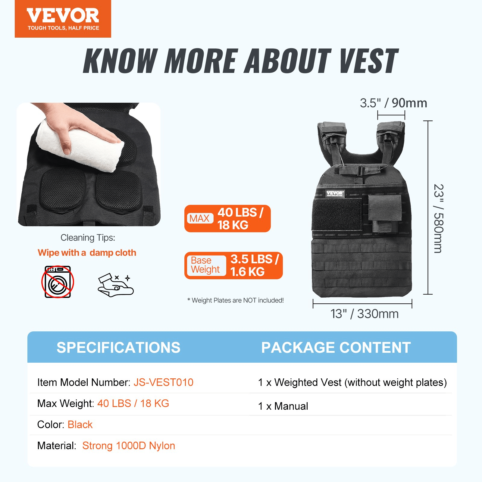 VEVOR 40lb Adjustable Weighted Vest for Men & Women | Strength Training & Running - GNS Beauty & Personal Care