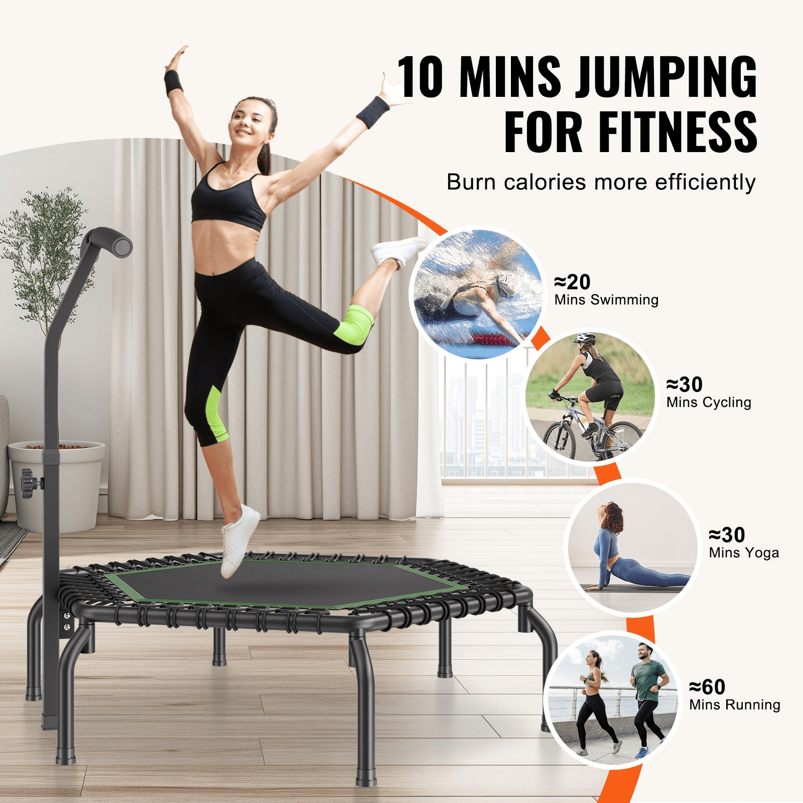 VEVOR 54.5" Mini Fitness Trampoline – High - Performance Rebounder for Cardio & Strength - GNS Beauty & Personal Care