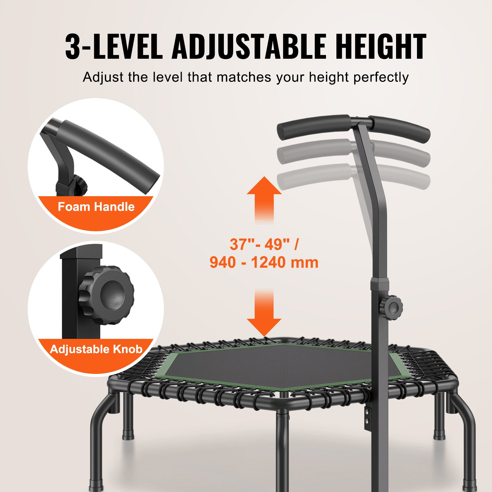 VEVOR 54.5" Mini Fitness Trampoline – High - Performance Rebounder for Cardio & Strength - GNS Beauty & Personal Care