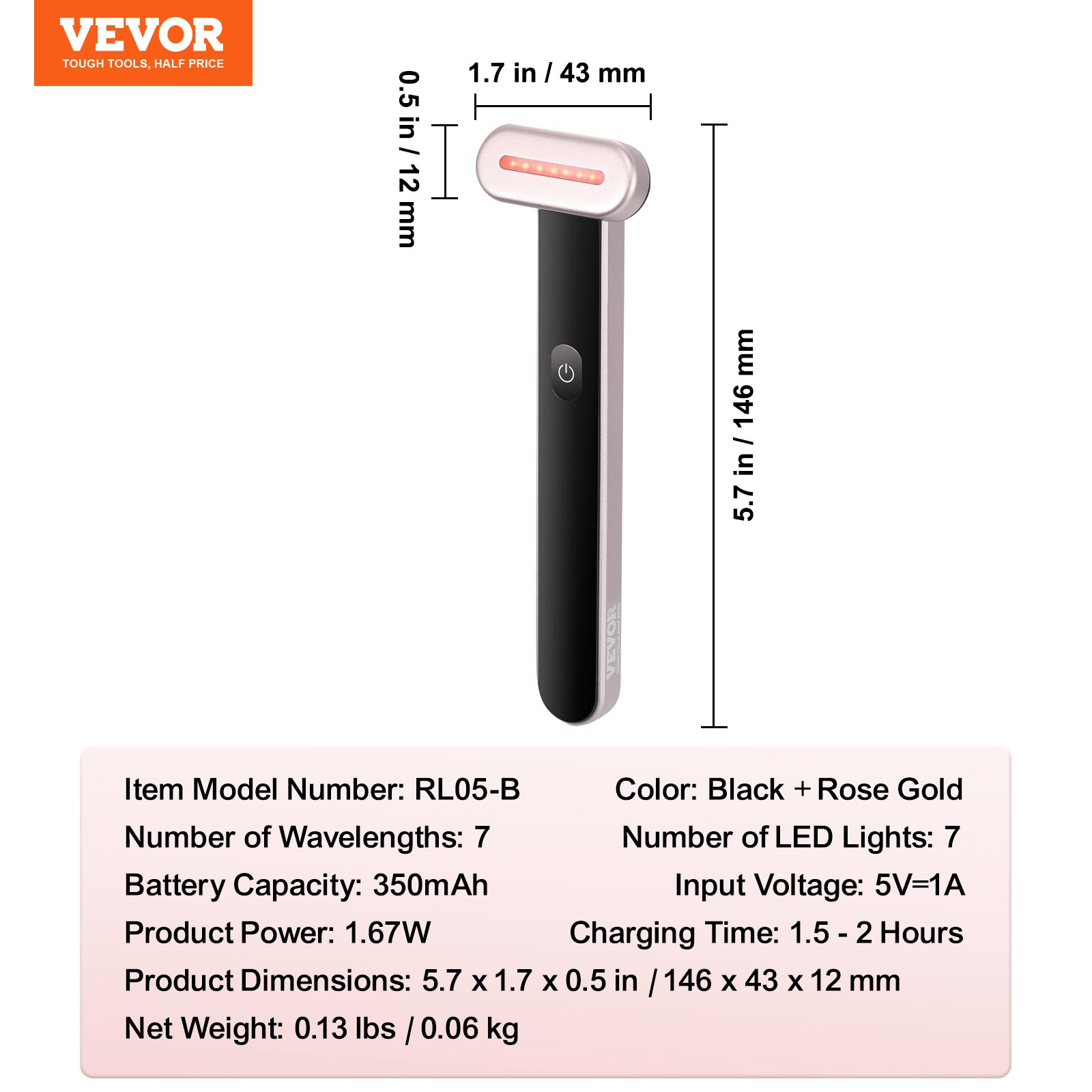 VEVOR 7 - Color LED Red Light Therapy Wand with Heating & Microcurrent Massage - GNS Beauty & Personal Care