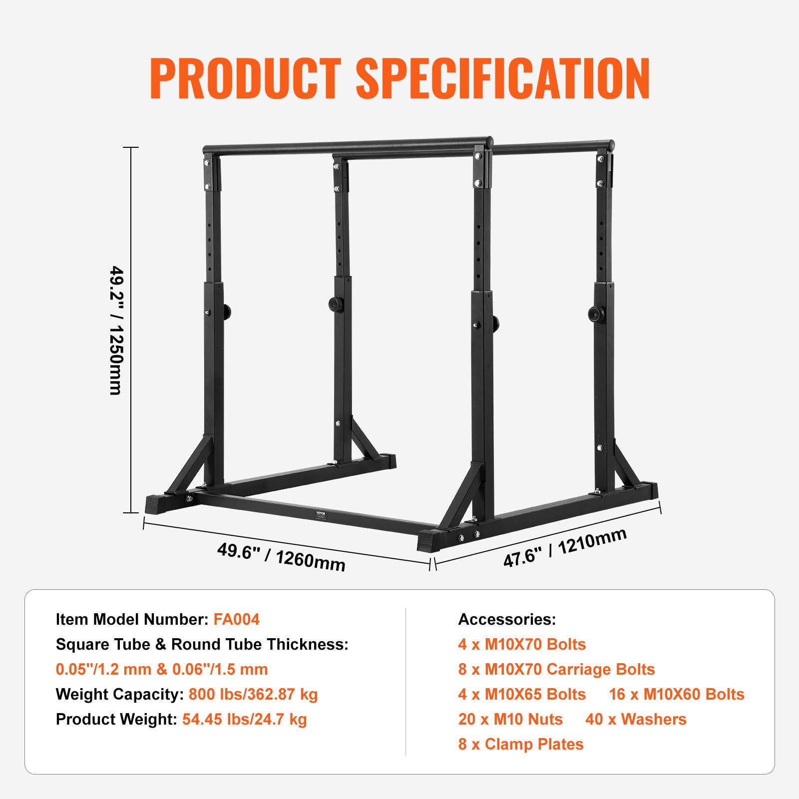 VEVOR 800 lbs Capacity Dip Bar – Heavy - Duty Strength Training Station for Home & Gym - GNS Beauty & Personal Care