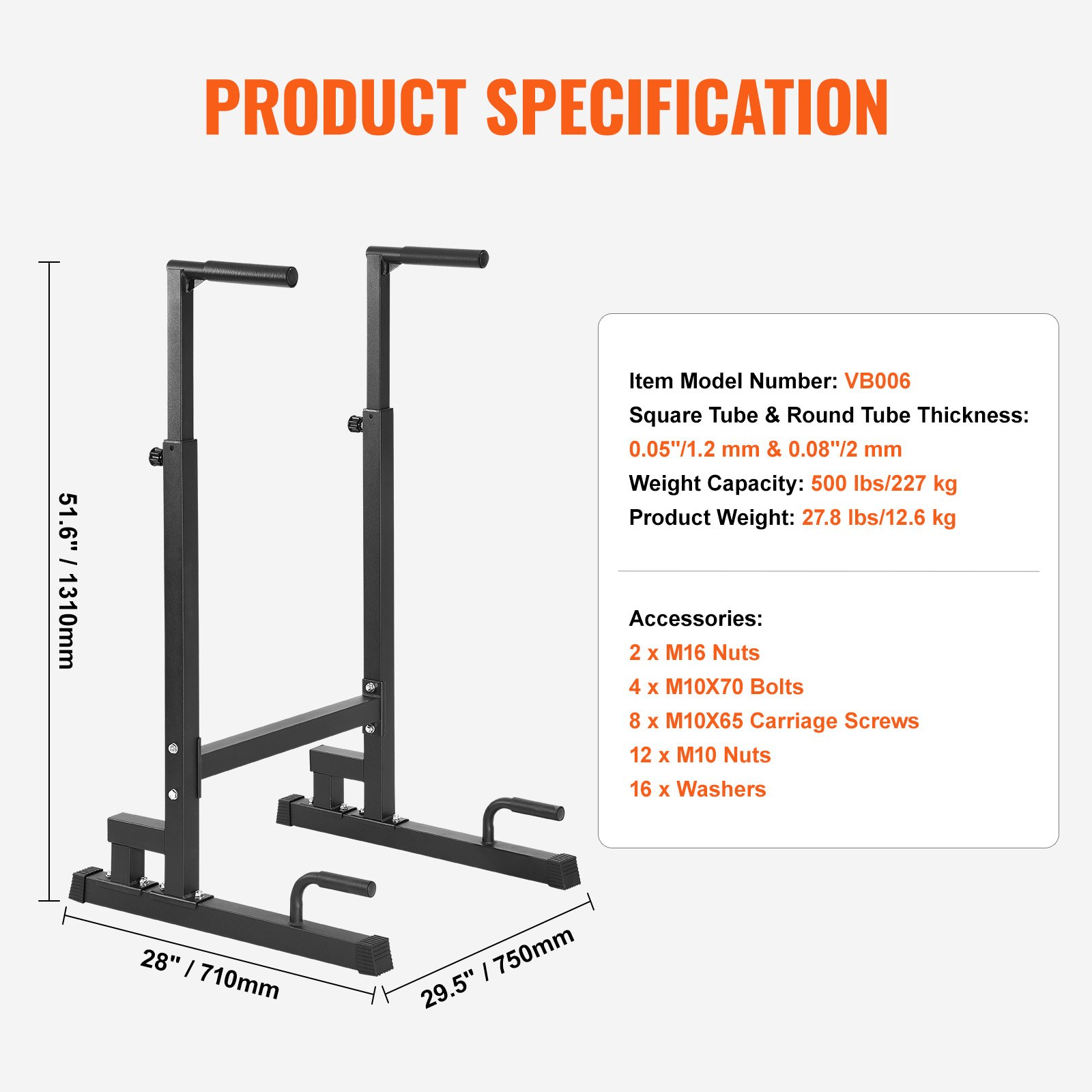 VEVOR Adjustable Dip Bar – Heavy - Duty Strength Training for Home & Gym Workouts - GNS Beauty & Personal Care