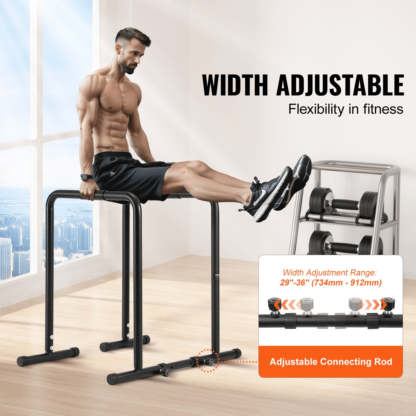 VEVOR Adjustable Dip Bar – Strength Training Station for Home & Gym Workouts - GNS Beauty & Personal Care