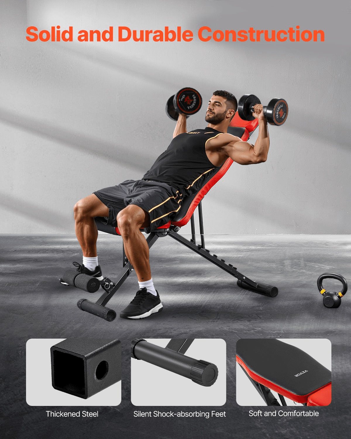 VEVOR Adjustable & Foldable Weight Bench - Home Gym Sit - Up Bench - GNS Beauty & Personal Care