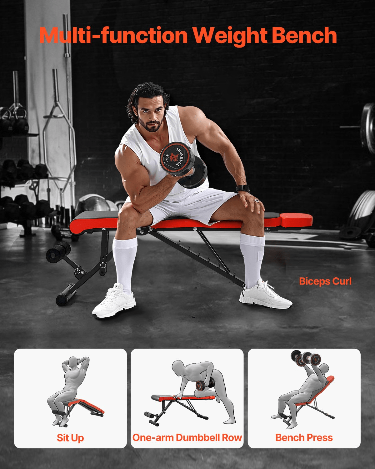 VEVOR Adjustable & Foldable Weight Bench - Home Gym Sit - Up Bench - GNS Beauty & Personal Care