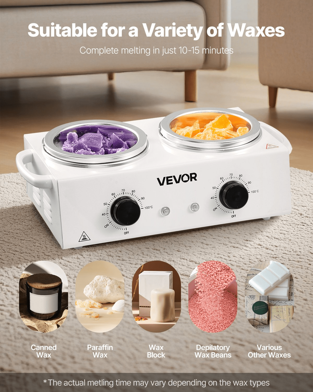 VEVOR Double Wax Warmer 1200ML Professional Dual Wax Heater Pot for Hair Removal - GNS Beauty & Personal Care