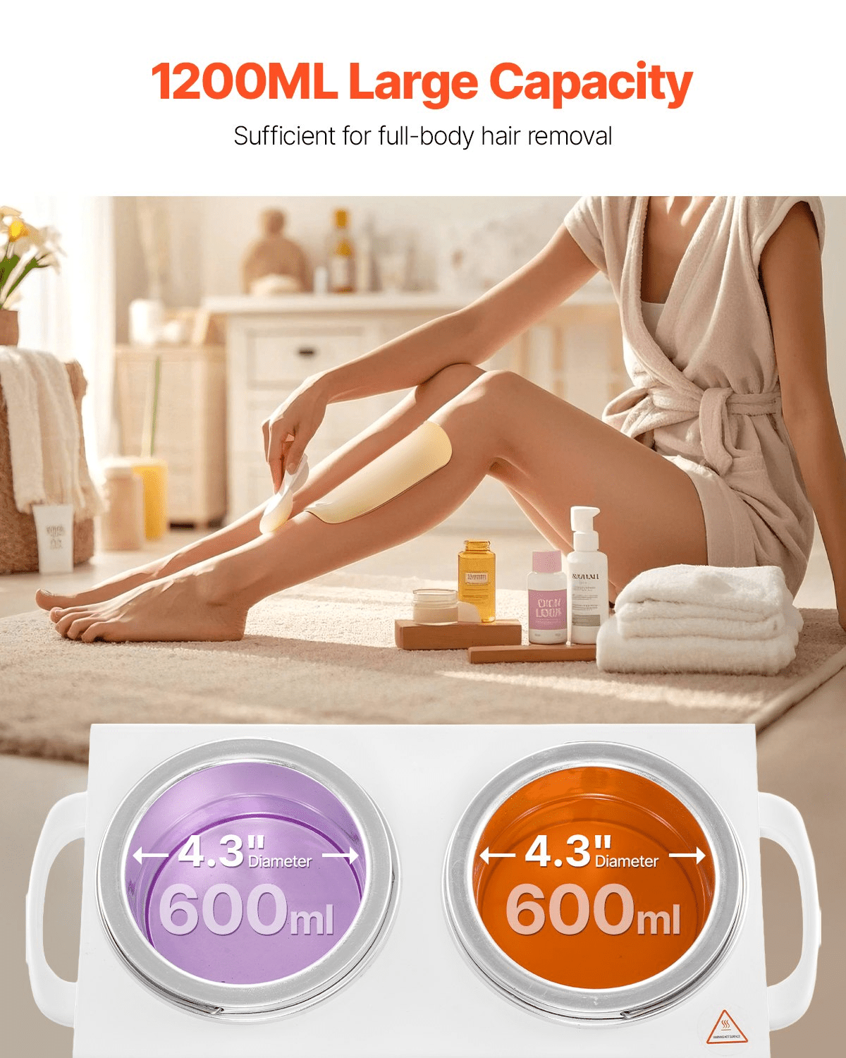 VEVOR Double Wax Warmer 1200ML Professional Dual Wax Heater Pot for Hair Removal - GNS Beauty & Personal Care