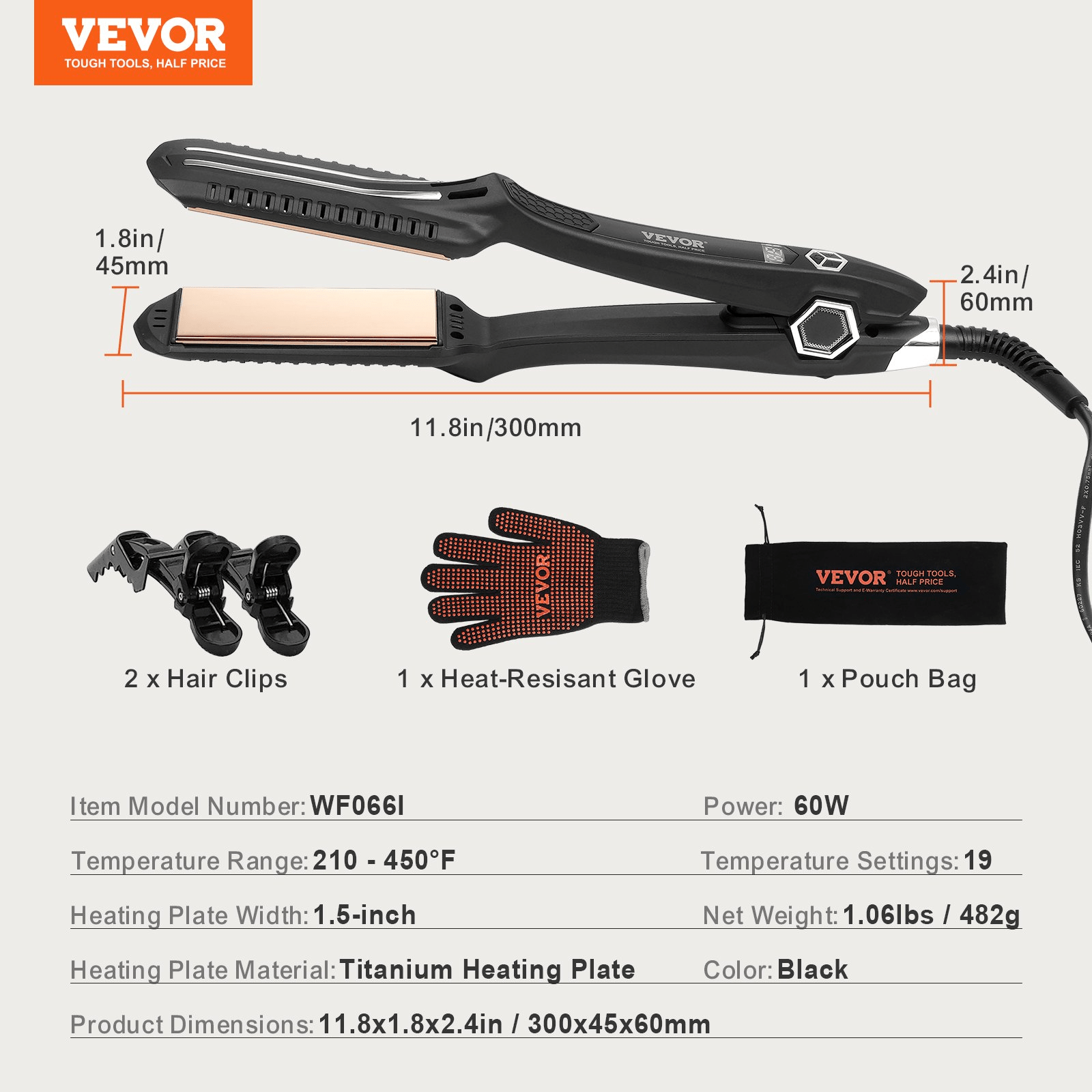VEVOR Hair Straightener – 1.5 - Inch Titanium Flat Iron with Dual Infrared Technology - GNS Beauty & Personal Care
