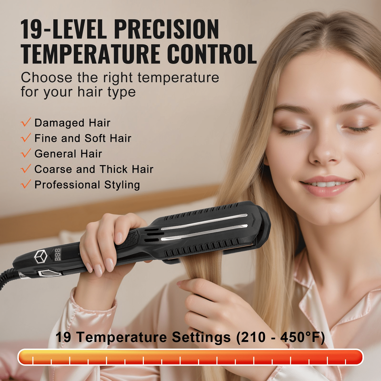 VEVOR Hair Straightener – 1.5 - Inch Titanium Flat Iron with Dual Infrared Technology - GNS Beauty & Personal Care
