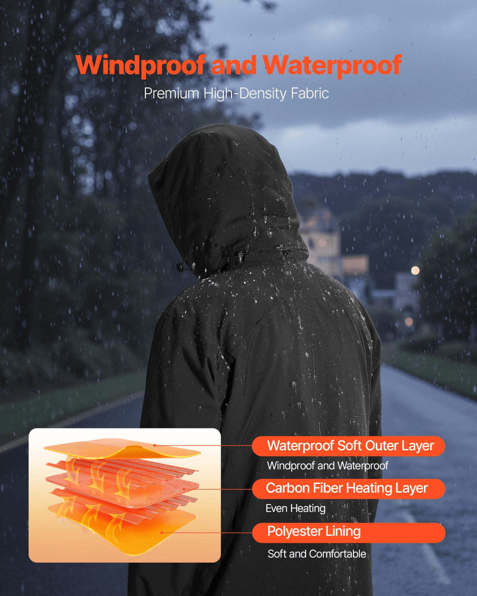 VEVOR Heated Jacket for Men with 7.4V Battery, Soft Shell Electric Heating Coat, Windproof Waterproof Lightweight Outerwear with 5 Heating Zones & 3 Heat Settings, Machine Washable, XXL Size - GNS Beauty & Personal Care