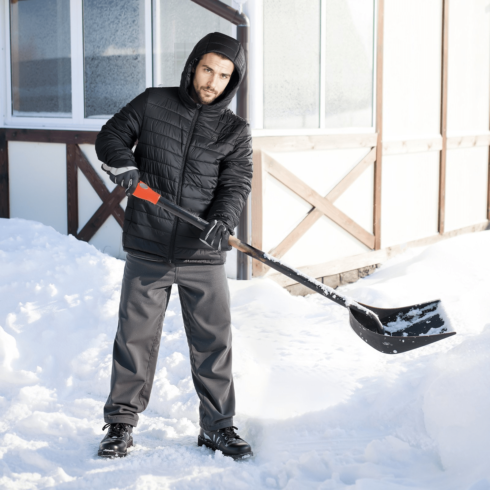 VEVOR Heated Jacket for Women with 7.4V Battery, Soft Shell Electric Heating Coat, Windproof Lightweight Outerwear with 4 Heating Zones & 3 Heat Settings, for Hiking, Outdoor Work, Black, L Size - GNS Beauty & Personal Care