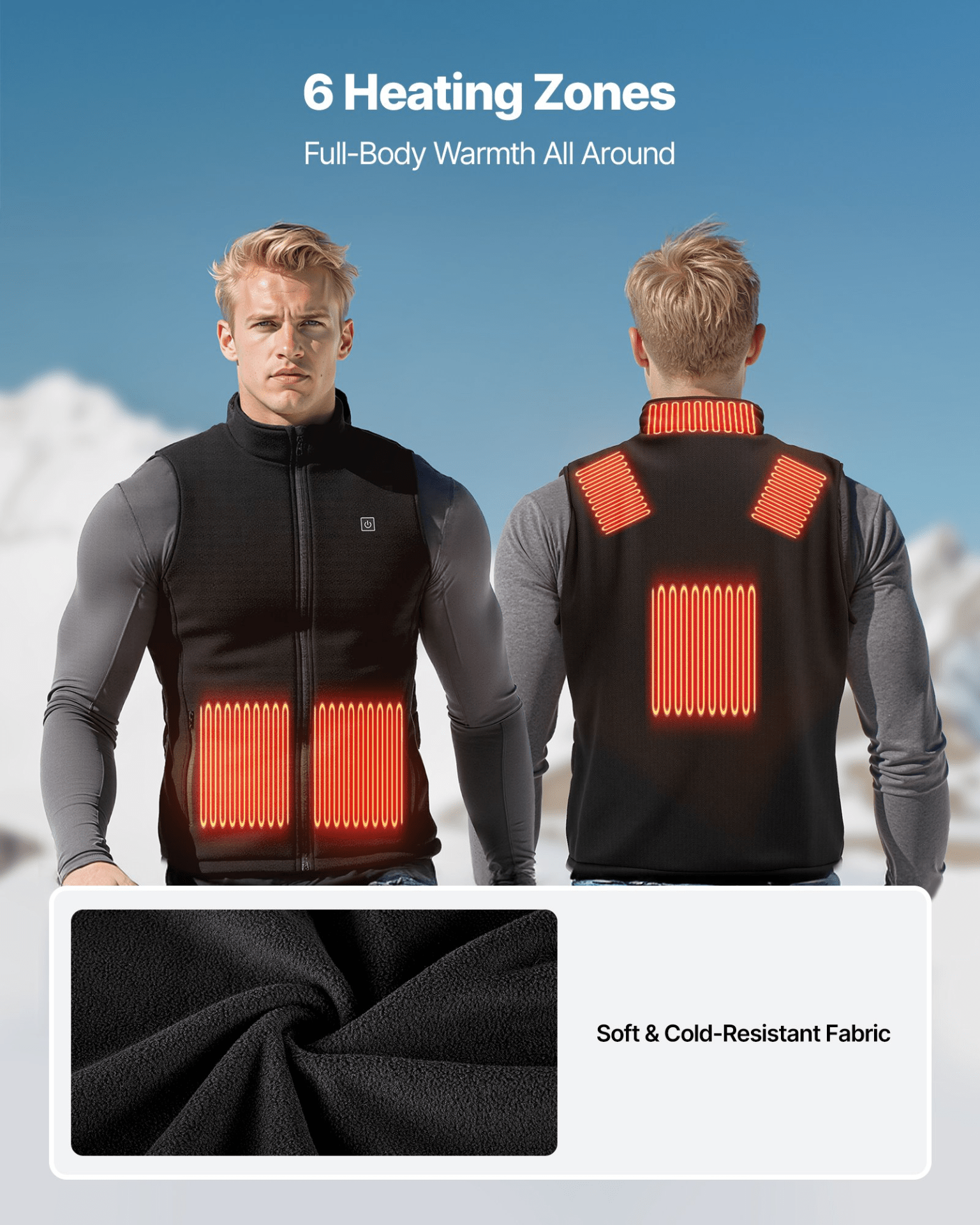 VEVOR Heated Vest, Men Electric Heating Vest with 16000 mAh Battery Pack, 6 Heating Zones Lightweight Rechargeable Winter - Vest with 3 Levels, for Outdoor Hiking Camping Fishing Skiing, Size XL - GNS Beauty & Personal Care