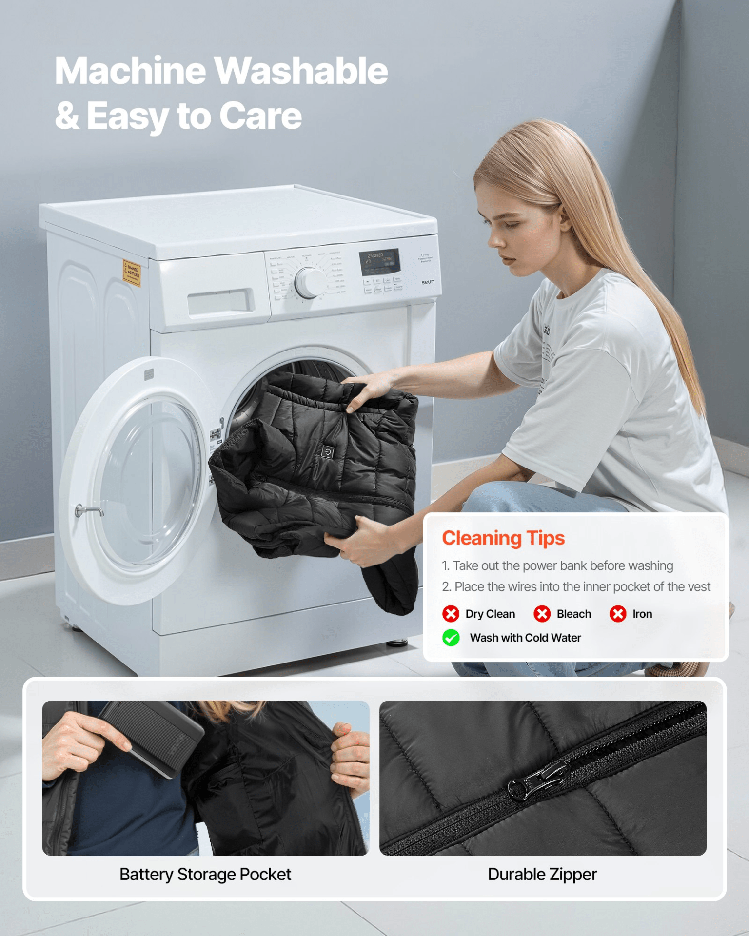 VEVOR Heated Vest, Women Electric Heating Vest with 16000 mAh Battery Pack, 8 Heating Zones Lightweight Rechargeable Winter - Vest with 3 Levels, for Outdoor Hiking Camping Fishing Skiing, Size M - GNS Beauty & Personal Care