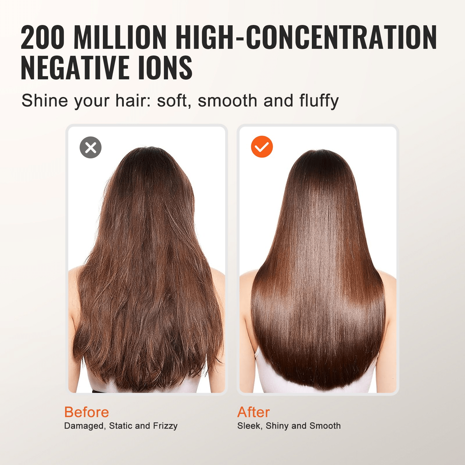 VEVOR High - Speed Hair Dryer with 102,000RPM Brushless Motor, 200 Million Negative Ions Hair Blow Dryer, 3 - Color Temp LED Lights & 2 Speeds, Lightweight Hairdryer with Diffuser & Nozzle for Home Travel - GNS Beauty & Personal Care