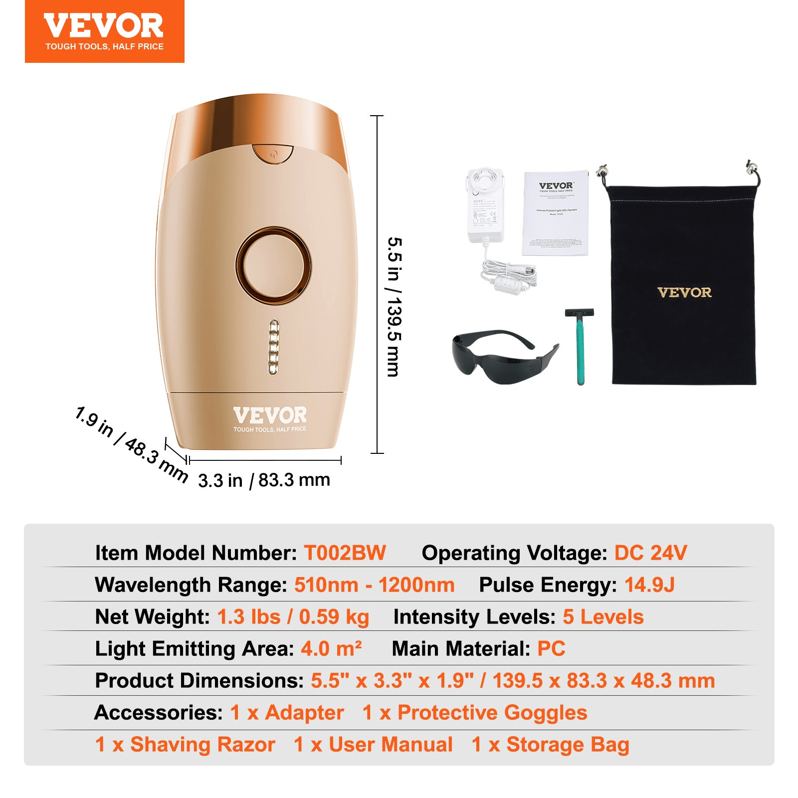 VEVOR IPL Hair Removal Device – Painless, Customizable, and Professional - Grade - GNS Beauty & Personal Care