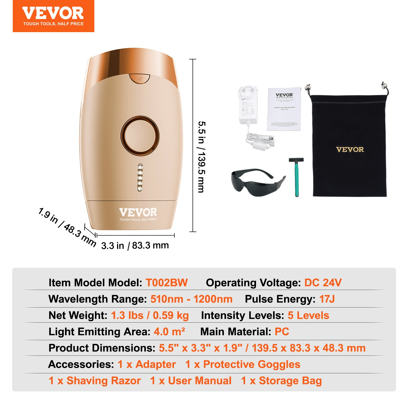 VEVOR IPL Hair Removal Device - Permanent & Painless for Home Use - GNS Beauty & Personal Care
