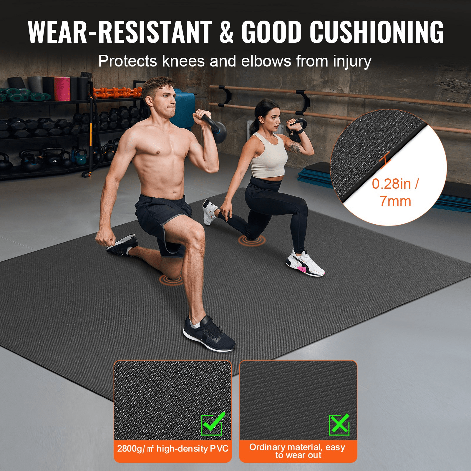 VEVOR Large Exercise Mat - 7x5ft Non - Slip Yoga & Floor Workout Mat - GNS Beauty & Personal Care