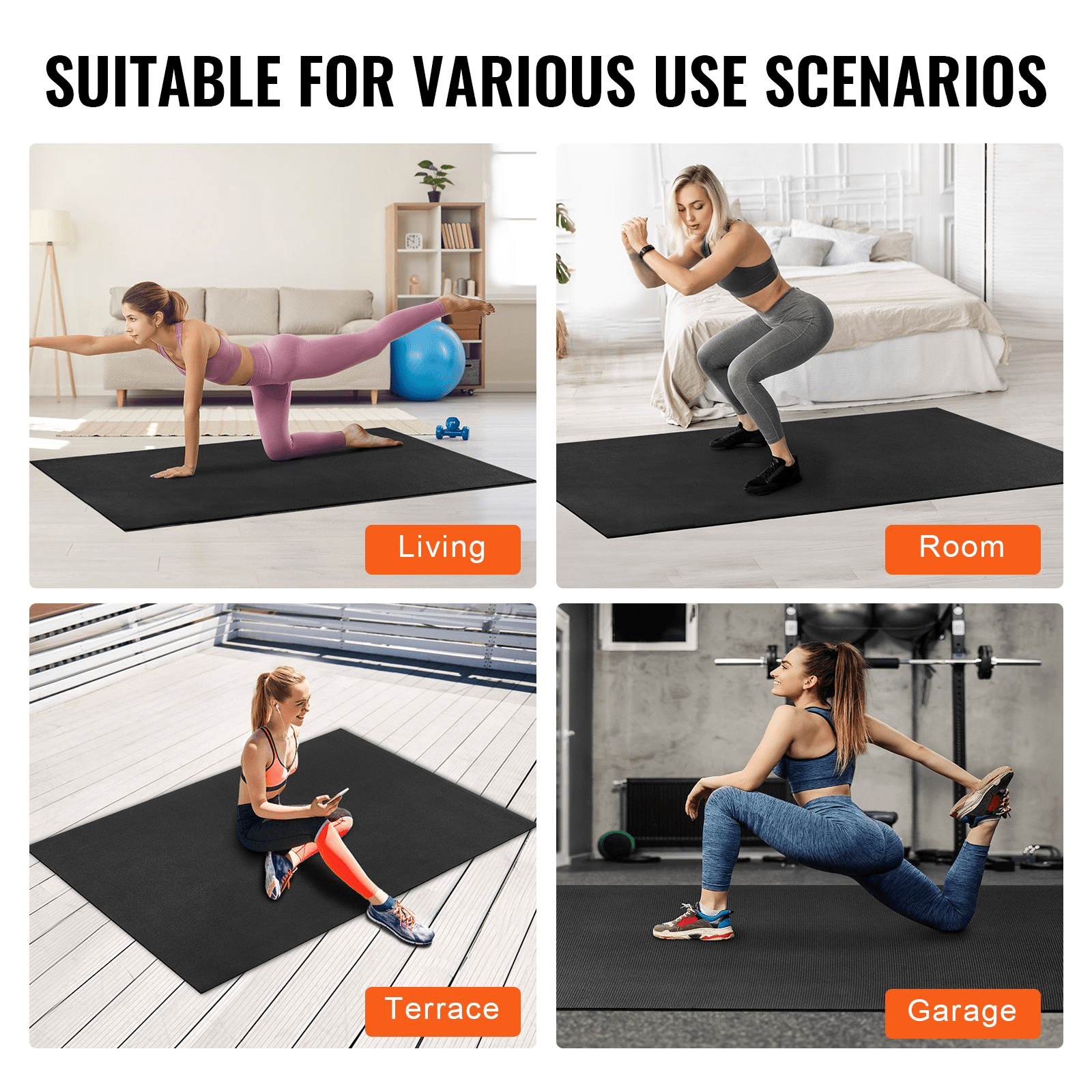 VEVOR Large Exercise Mat - 7x5ft Non - Slip Yoga & Floor Workout Mat - GNS Beauty & Personal Care