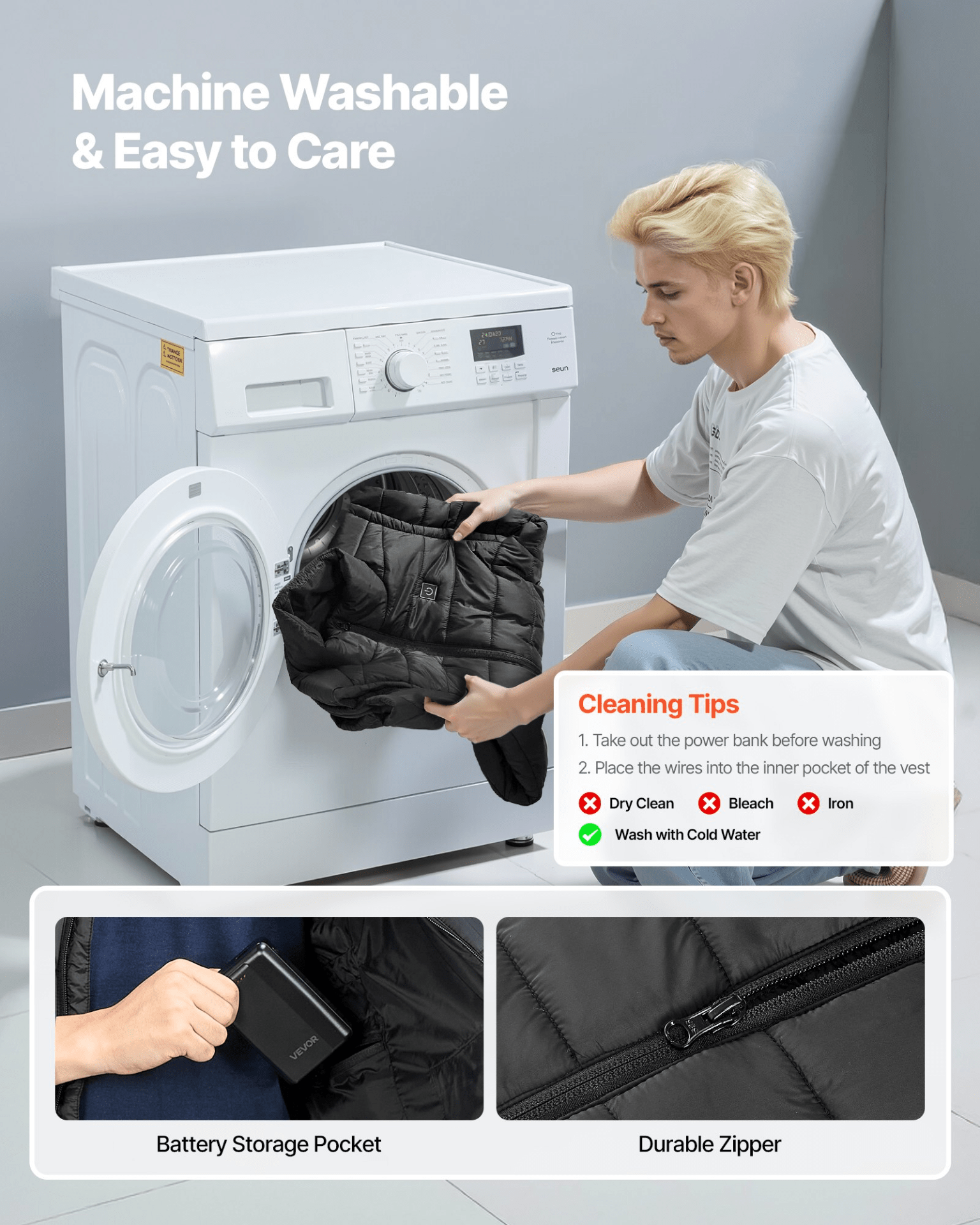 VEVOR Men's Heated Vest with 16000mAh Battery - 8 - Zone Electric Thermal Gilet (Size XL) - GNS Beauty & Personal Care