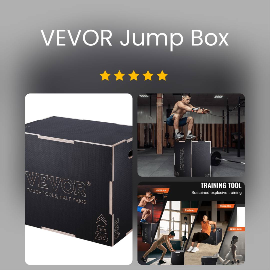 VEVOR Plyometric Jump Box 3 - in - 1 Wooden Plyo, 24/20/16" - GNS Beauty & Personal Care