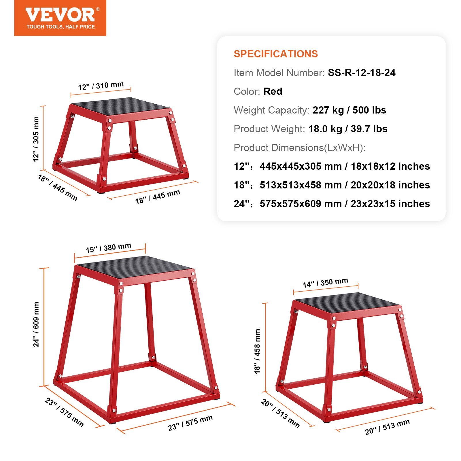 VEVOR Plyometric Jump Boxes - 3 - Piece Set for Agility & Strength Training - GNS Beauty & Personal Care