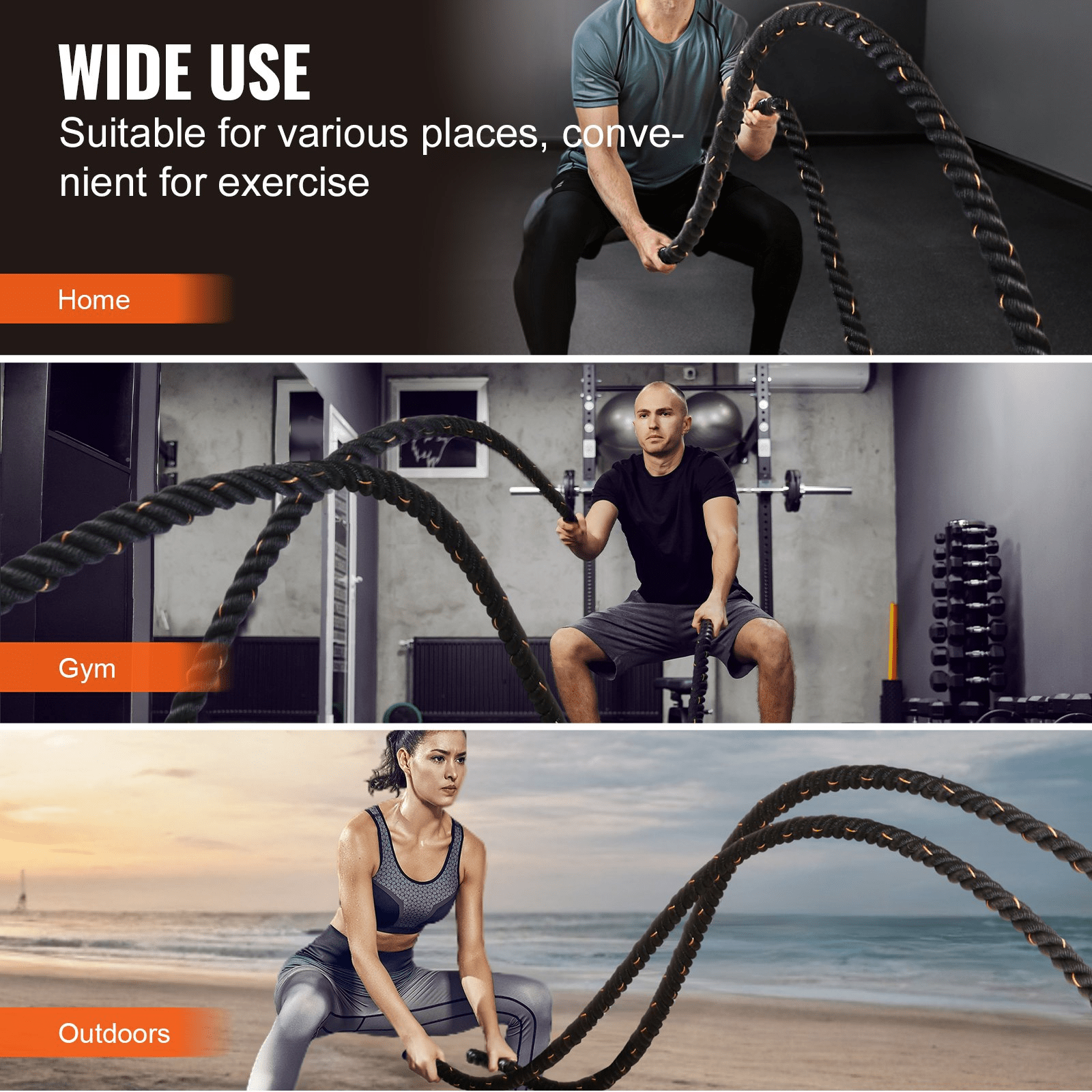 VEVOR Premium Battle Rope - 1.5" x 30ft for Home Gym & Strength Training - GNS Beauty & Personal Care