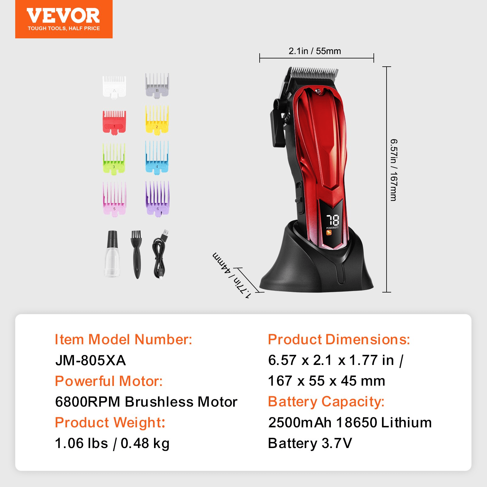 VEVOR Professional Hair Clippers for Men with 6800RPM Motor & LCD Display - GNS Beauty & Personal Care