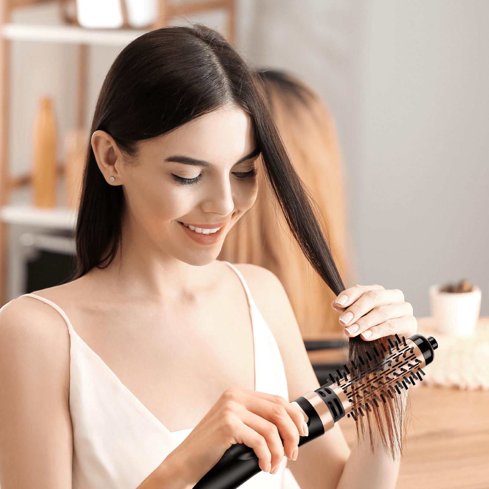 VEVOR Rotating Hair Dryer Brush Hot Air Styling Brush with 1.5" and 2" Head - GNS Beauty & Personal Care