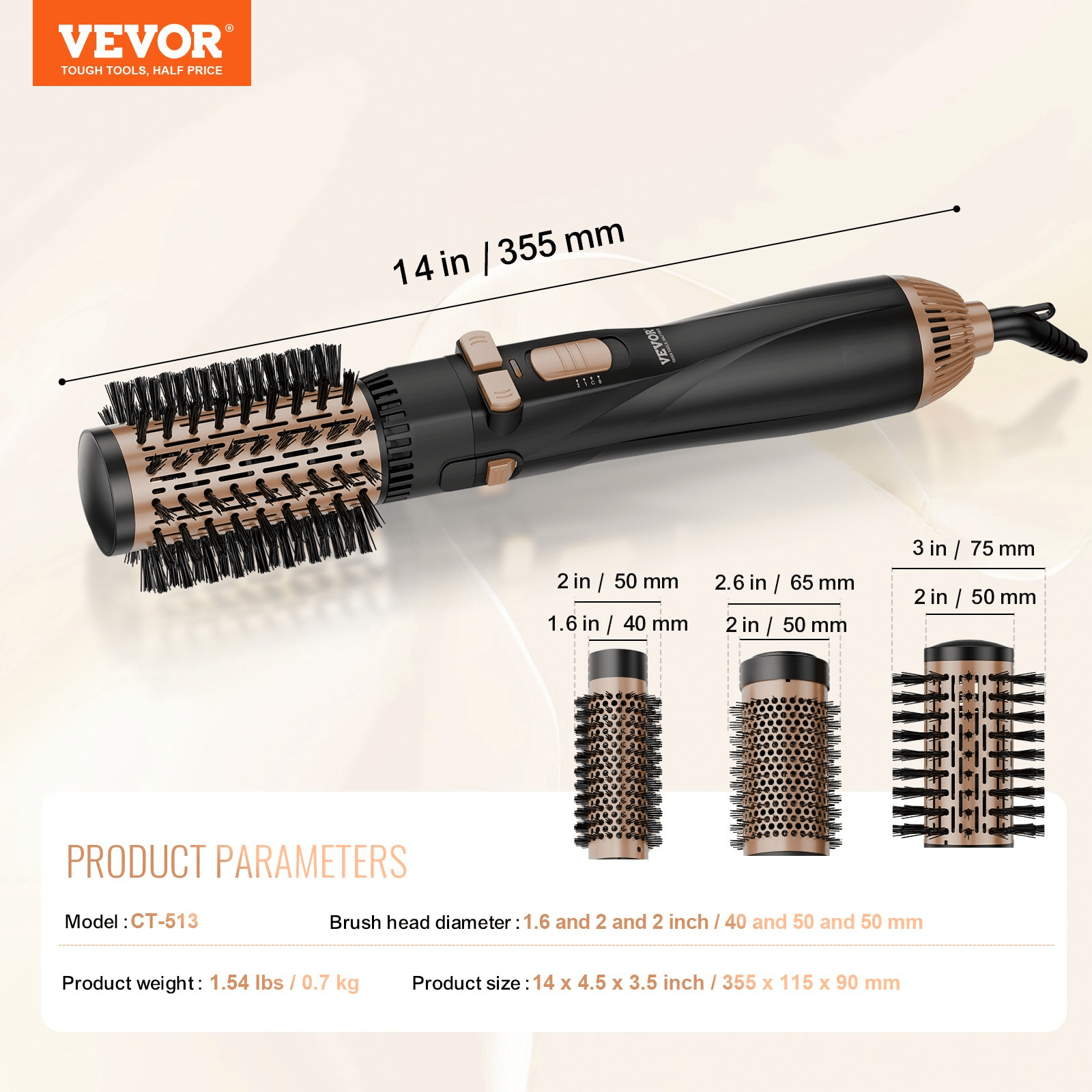 VEVOR Rotating Hair Dryer Brush – Salon - Quality Styling Made Easy - GNS Beauty & Personal Care