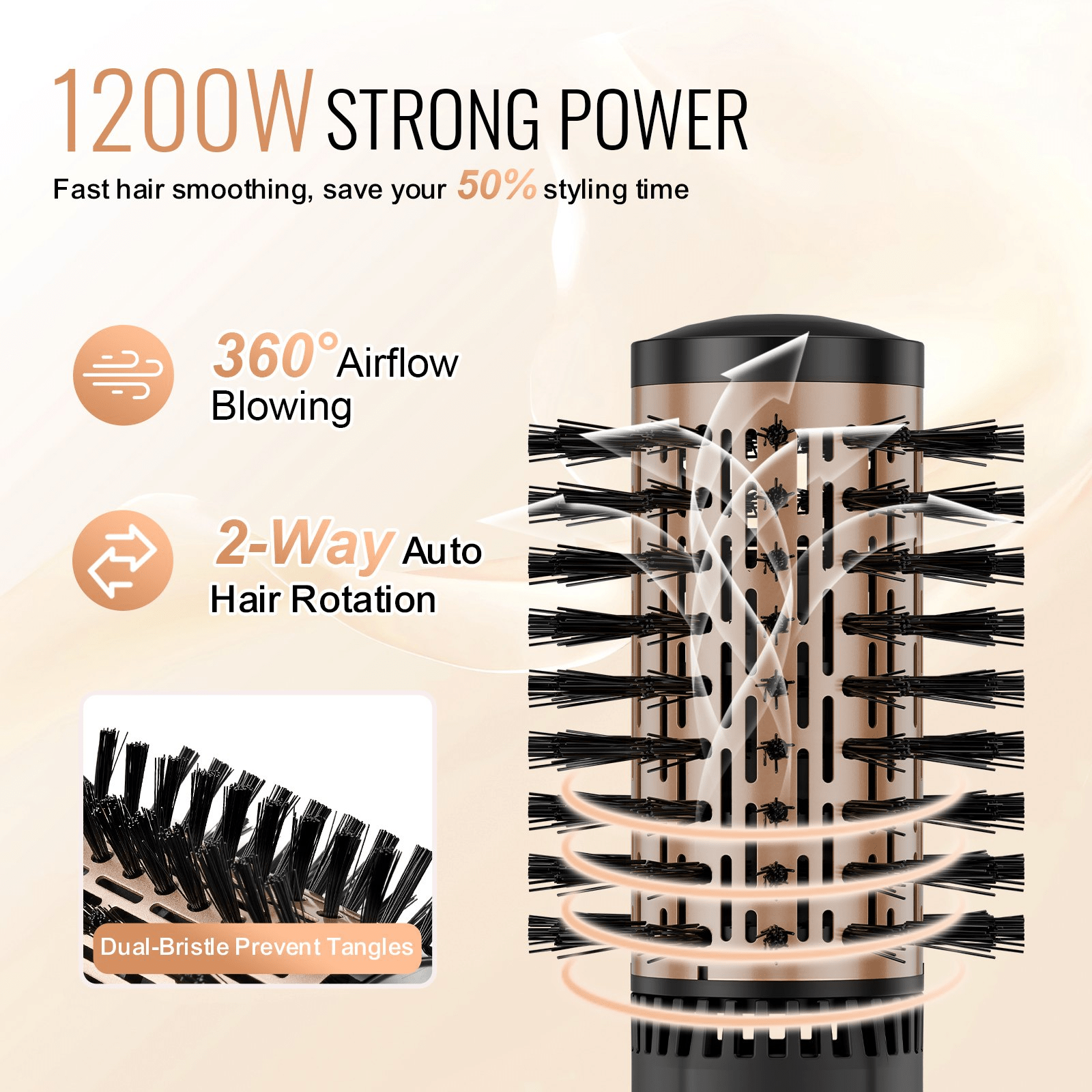 VEVOR Rotating Hair Dryer Brush – Salon - Quality Styling Made Easy - GNS Beauty & Personal Care