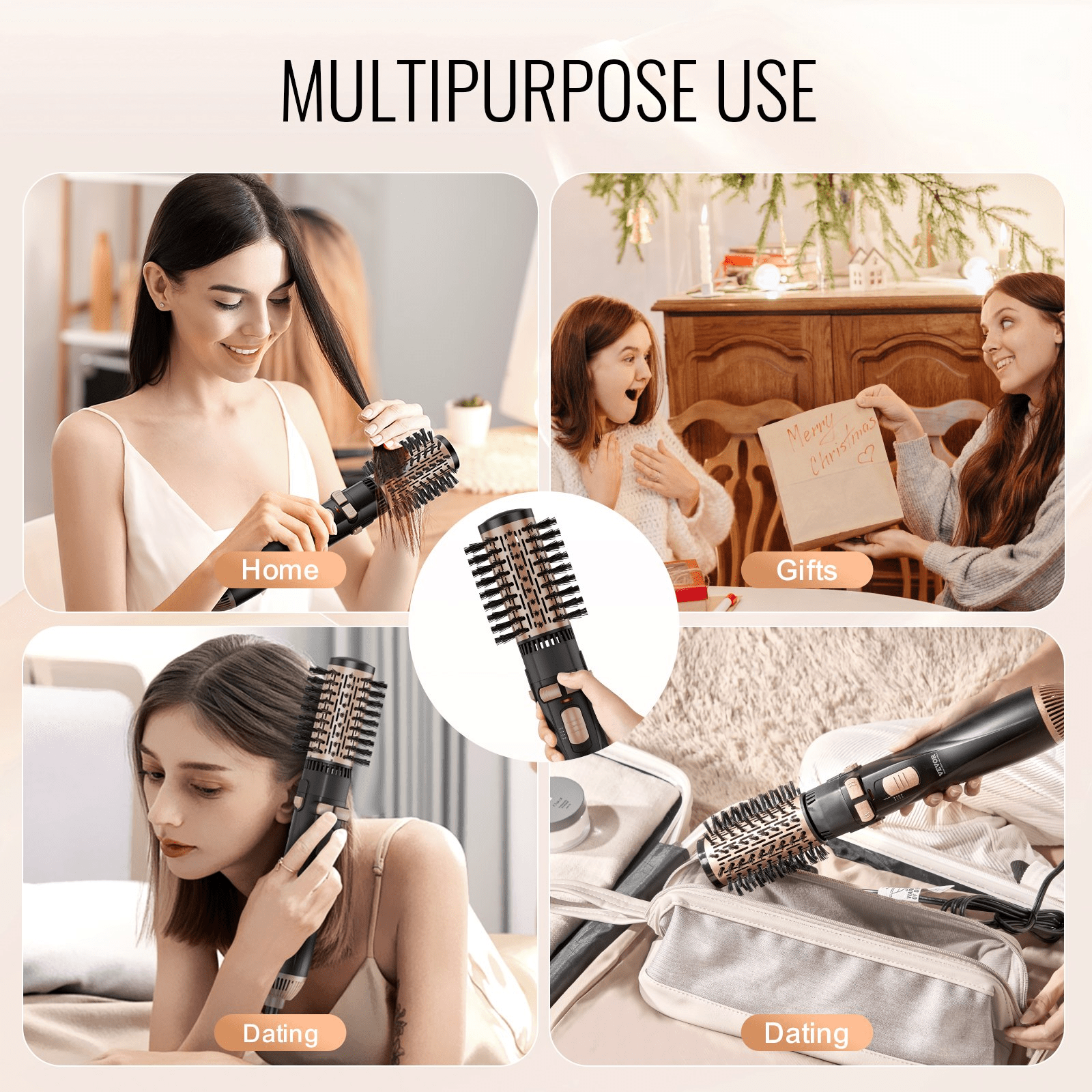 VEVOR Rotating Hair Dryer Brush – Salon - Quality Styling Made Easy - GNS Beauty & Personal Care