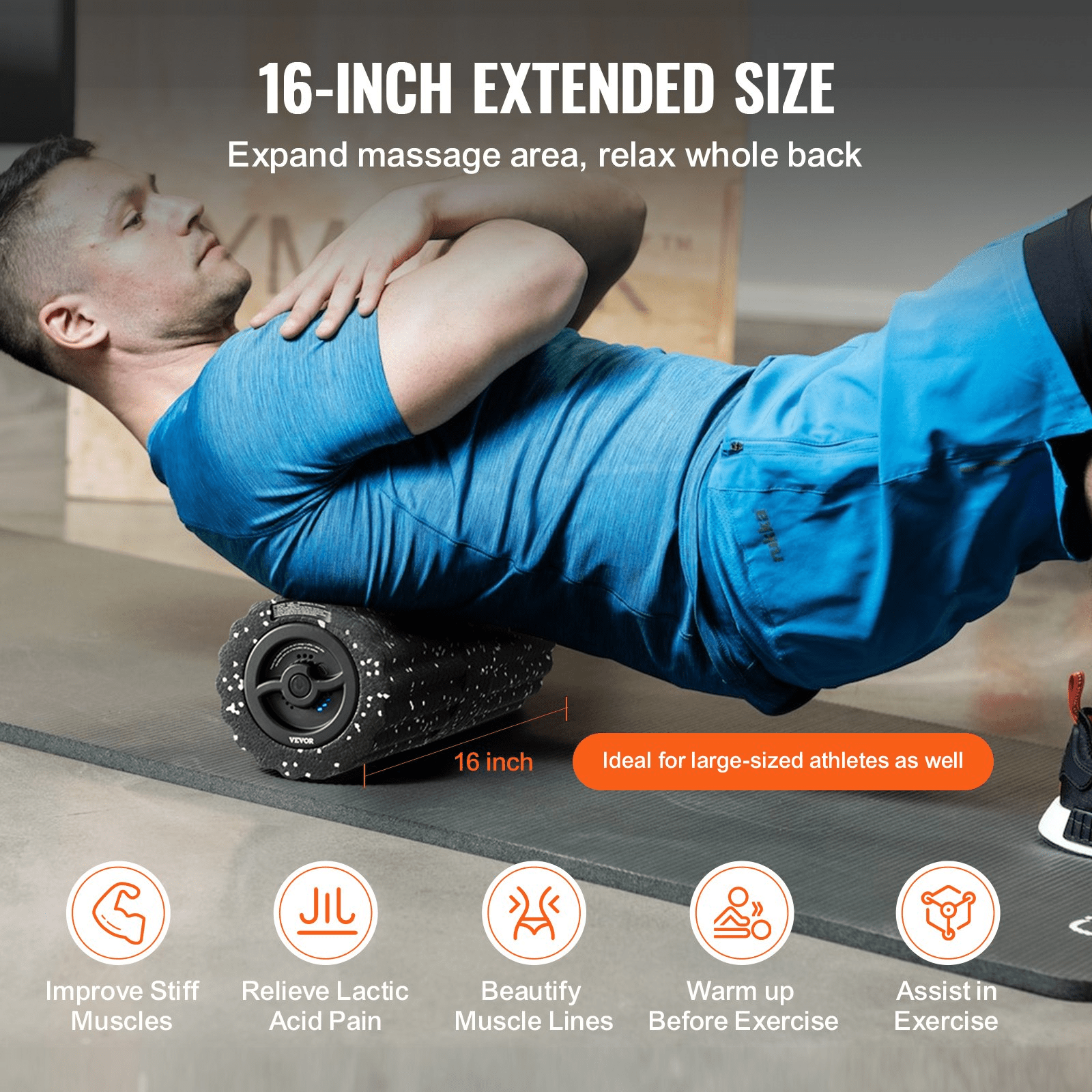 VEVOR Vibrating Foam Roller 4 Intensities Rechargeable Electric EPP Foam Roller - GNS Beauty & Personal Care