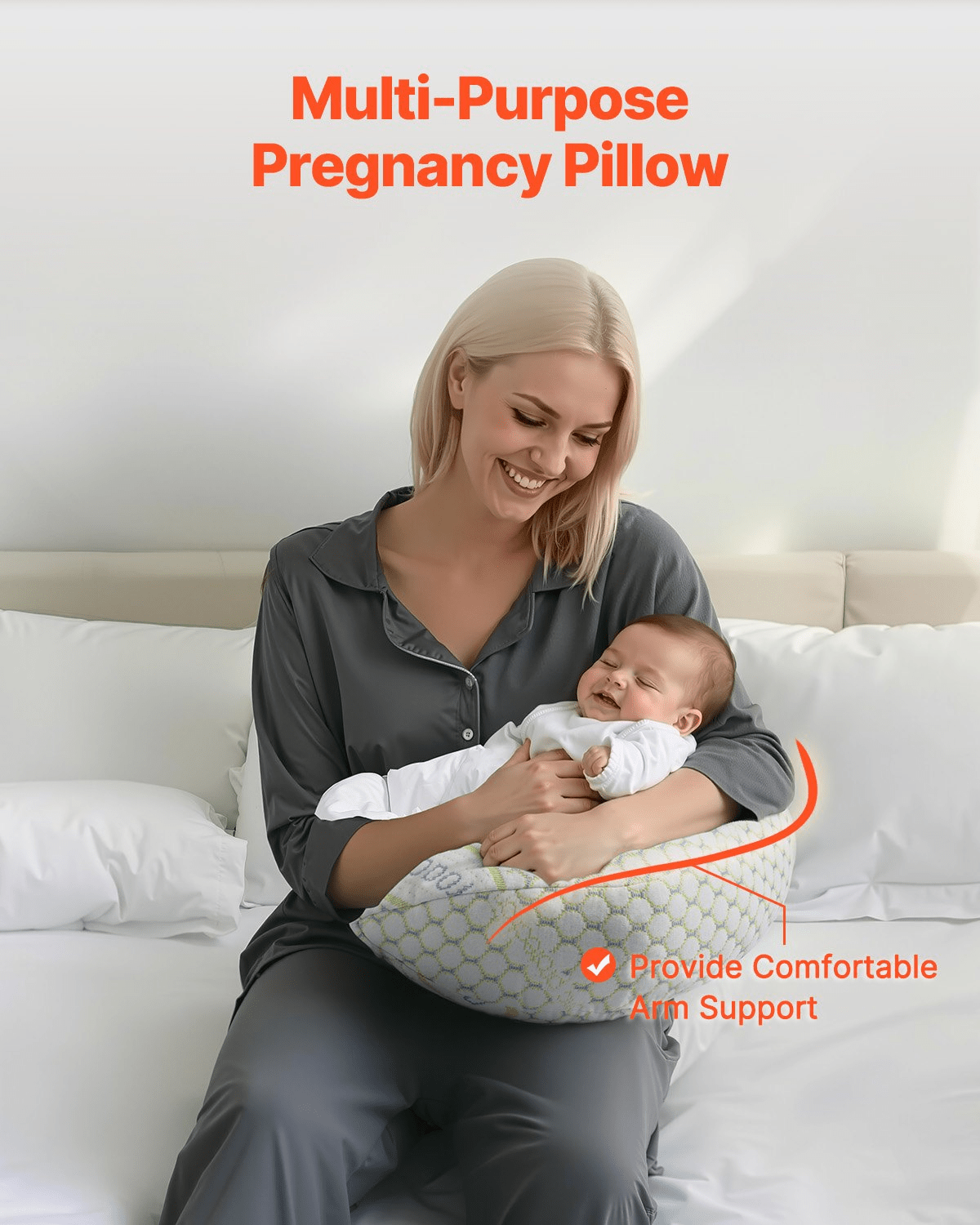 W - Shaped Pregnancy Wedge Pillow – Soft, Supportive, and Breathable - GNS Beauty & Personal Care