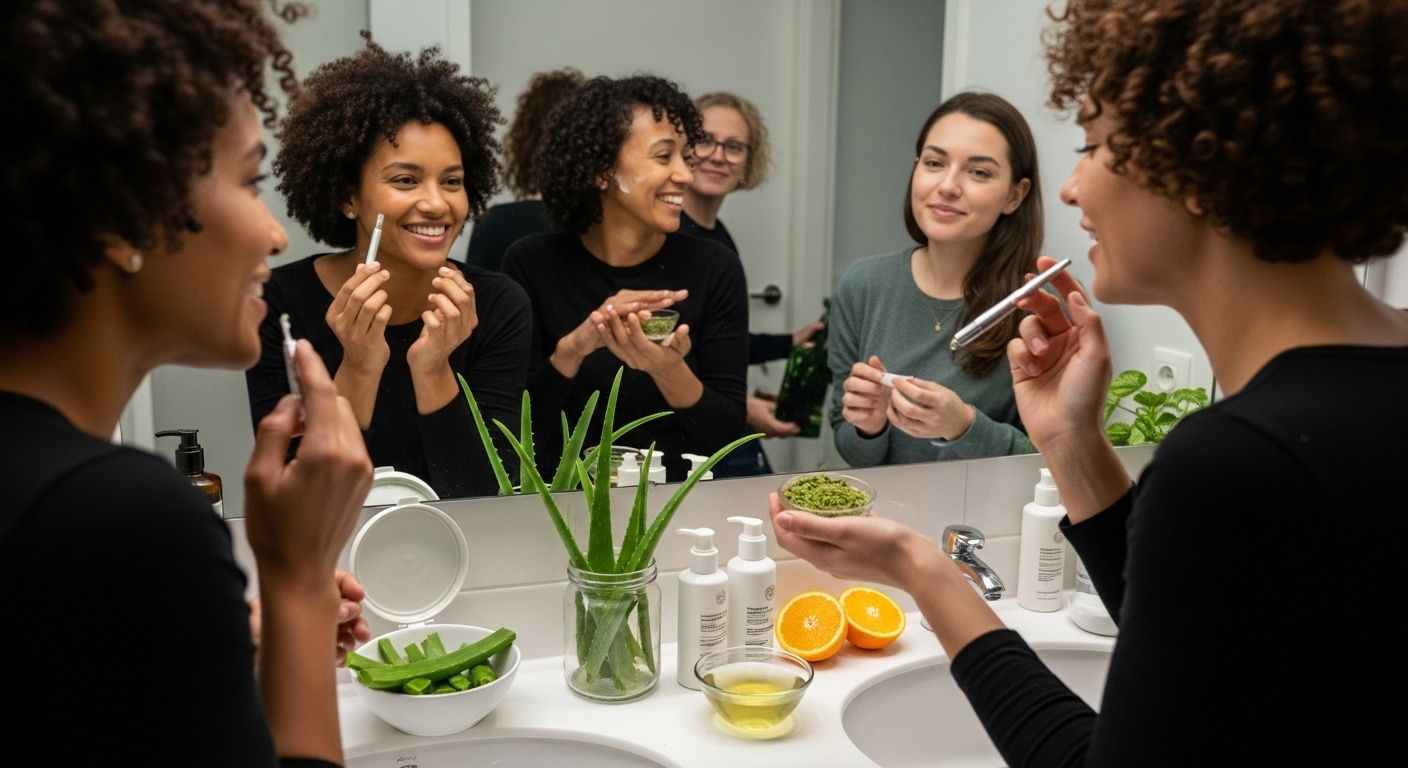 clear skin ingredients, skincare routine, diverse women