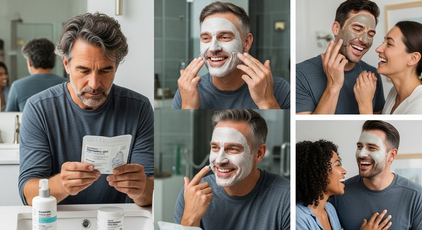 men facial mask skincare routine