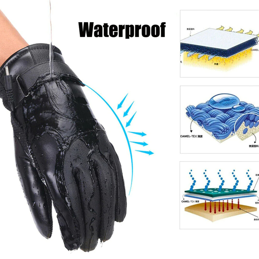 USB Heated Gloves for Winter, Waterproof Touchscreen Thermal Warmers