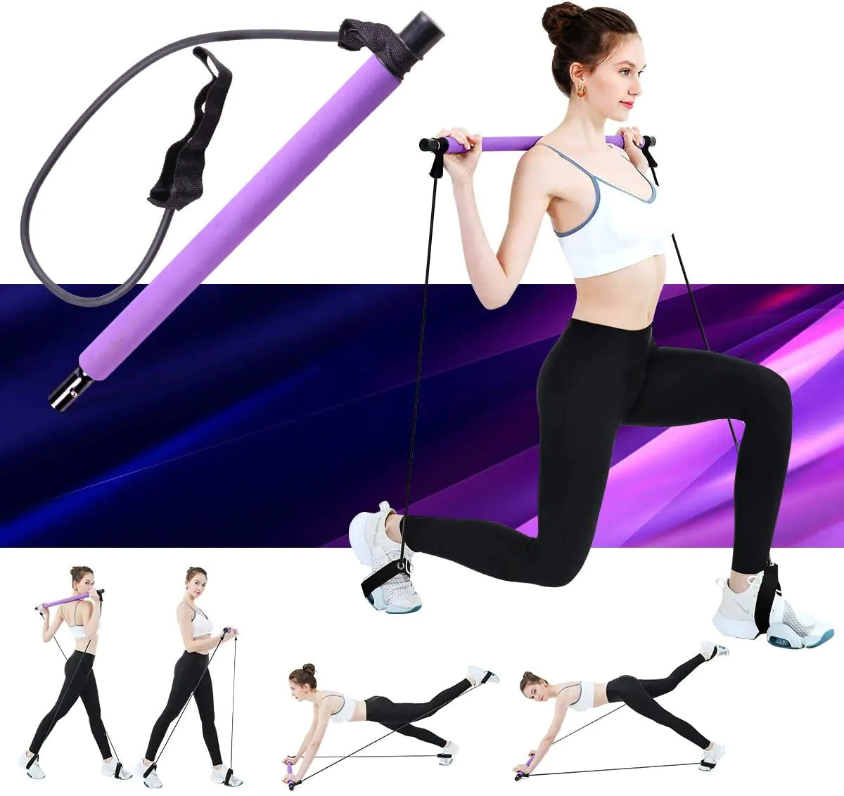 Eco-Friendly Pilates Bar Kit with Durable Latex Resistance