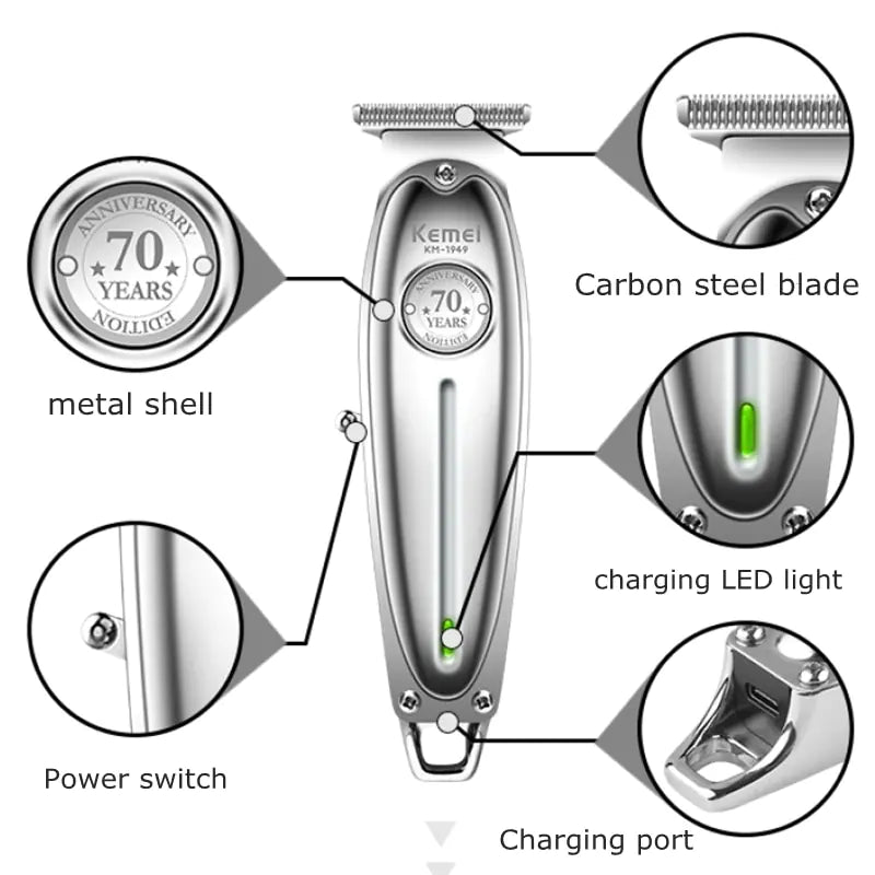 Precision Mens Lithium Beard Trimmer with Adjustable Blades