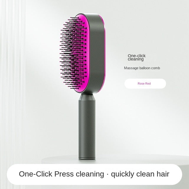 Innovative Self Cleaning Anti-Static Hair Brush with Scalp Massage