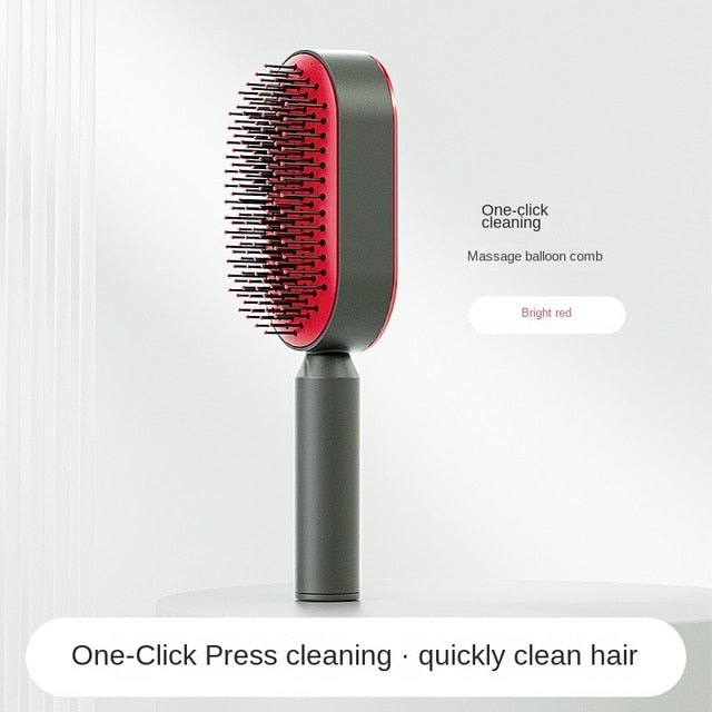 Innovative Self Cleaning Anti-Static Hair Brush with Scalp Massage
