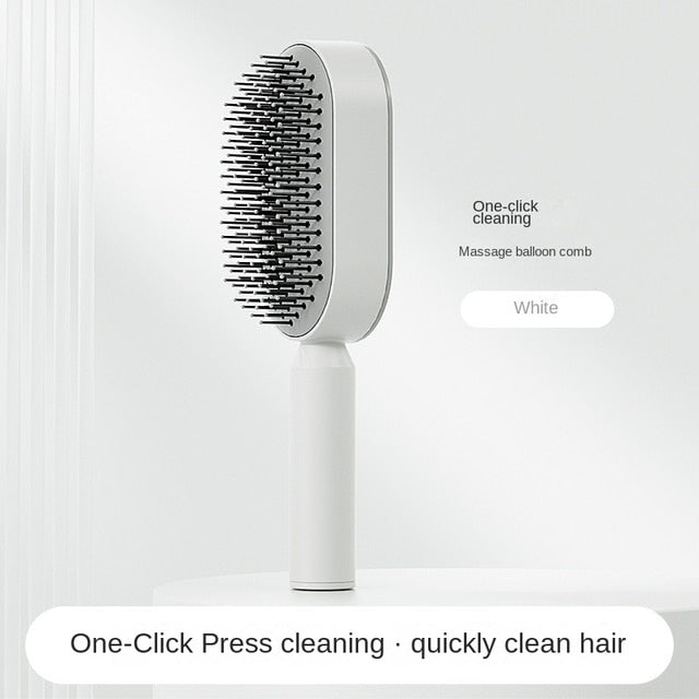 Innovative Self Cleaning Anti-Static Hair Brush with Scalp Massage