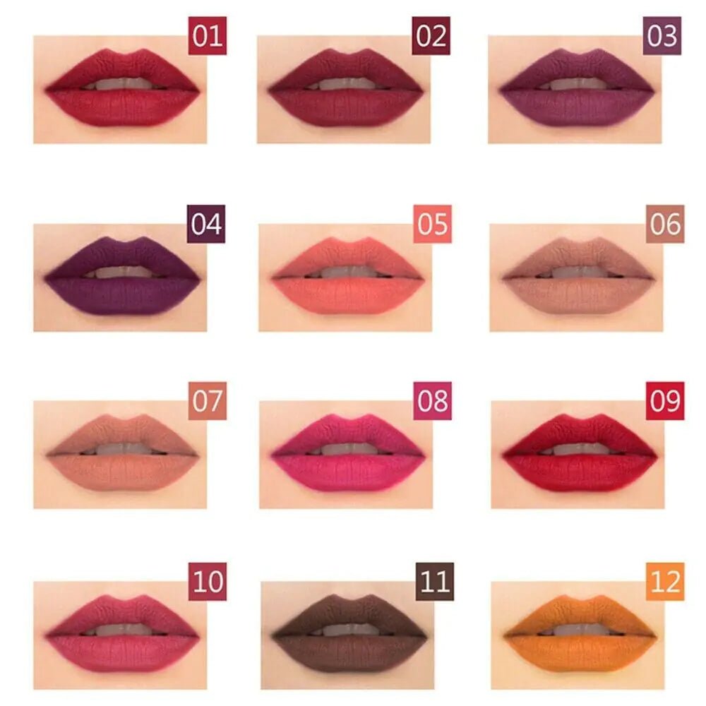 12 - Piece Waterproof Lipstick & Lip Liner Set | Matte Finish & Long Lasting - GNS Beauty & Personal Care
