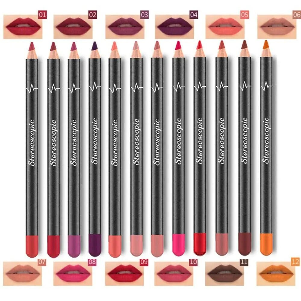 12 - Piece Waterproof Lipstick & Lip Liner Set | Matte Finish & Long Lasting - GNS Beauty & Personal Care