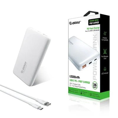 12000mAh USB - C Compatible Power Bank with PD Fast Charging - 36W - GNS Beauty & Personal Care