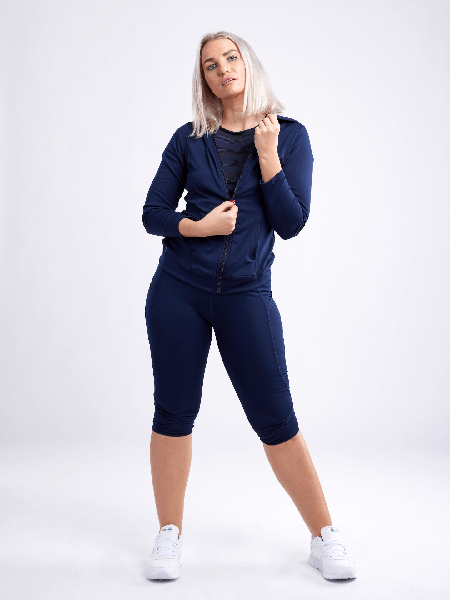 Mid-Rise Capri Leggings with Side Pockets for Women