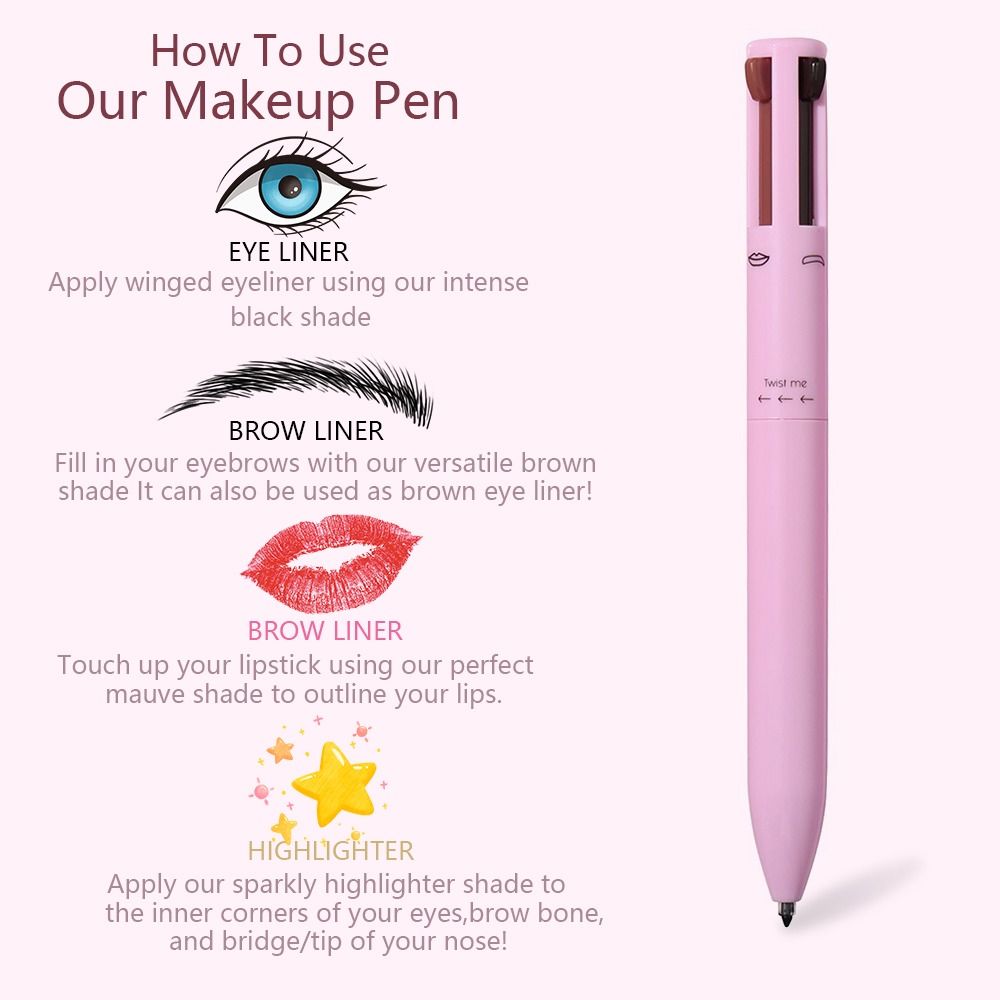 4-in-1 GlamPen Makeup Tool: Eyeliner, Lip Liner, Brow Pencil & Highlighter