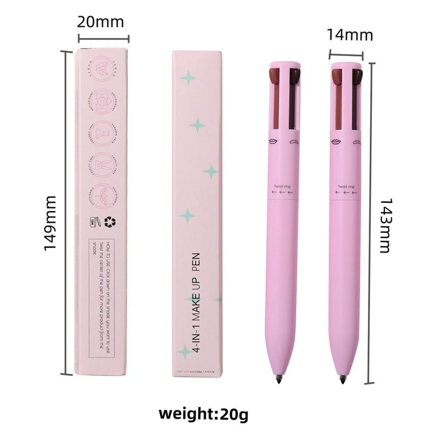 4-in-1 GlamPen Makeup Tool: Eyeliner, Lip Liner, Brow Pencil & Highlighter