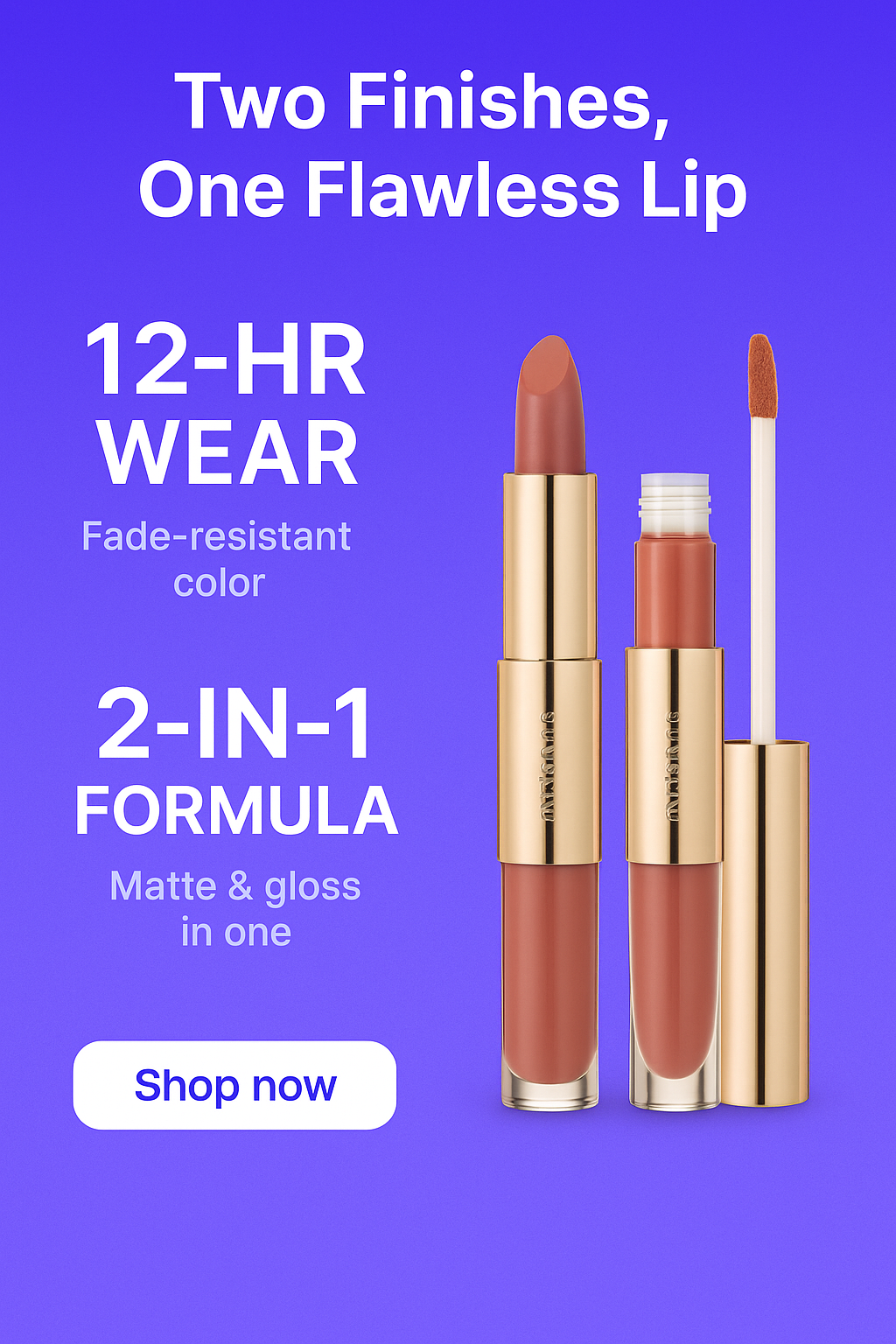 2-in-1 Matte Lip Gloss Duo - Double the Impact, All-Day Confidence