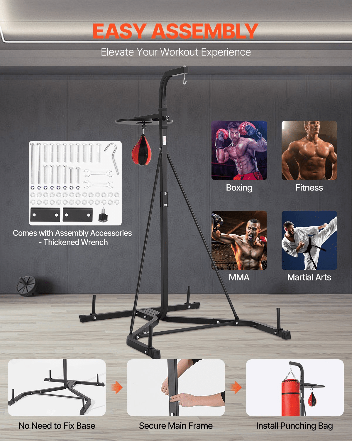 2 in 1 Heavy Duty Punching Bag Frame Boxing Punching Fitness Stand Steel - GNS Beauty & Personal Care